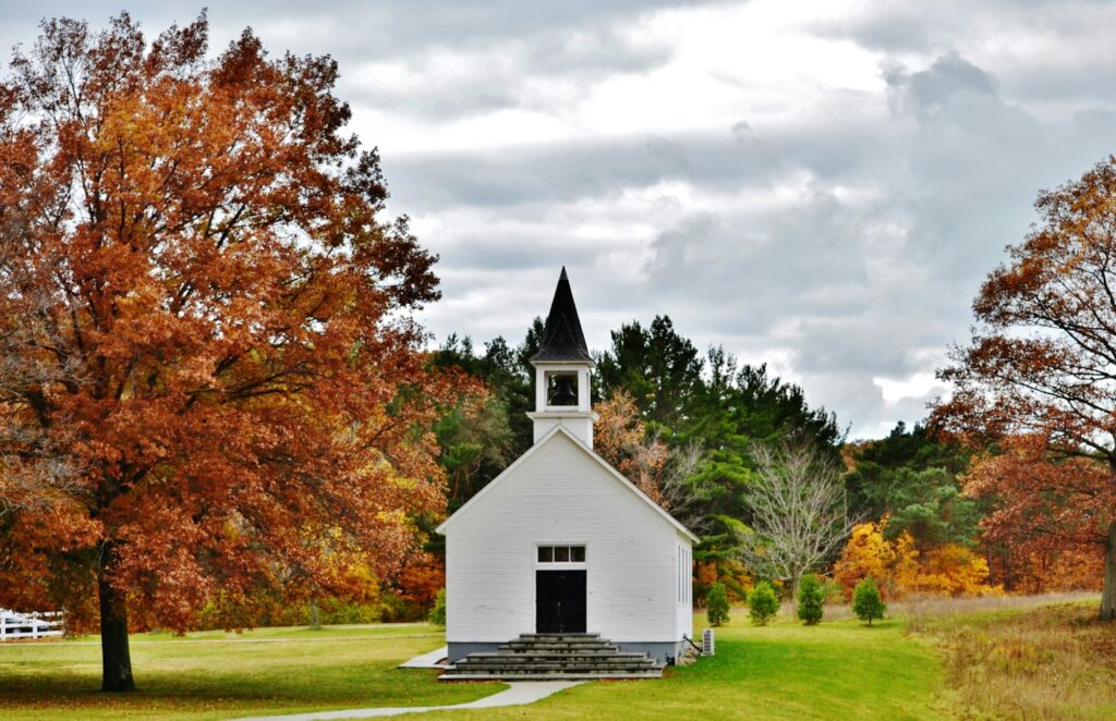 One hundred year old white chapel church